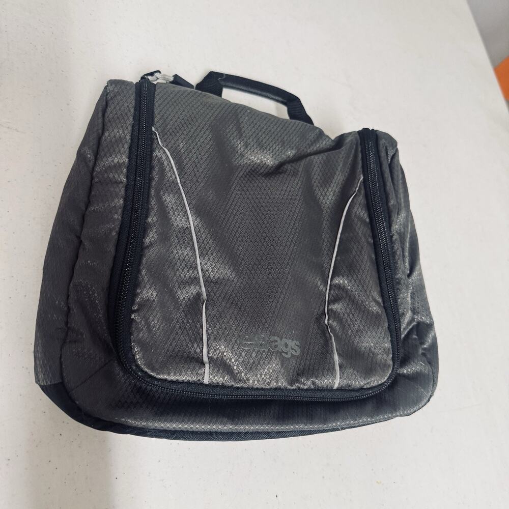 Ebags Cosmetic Bag Small Mirror Multi Pocket Toiletry Hanging Travel Pack grey